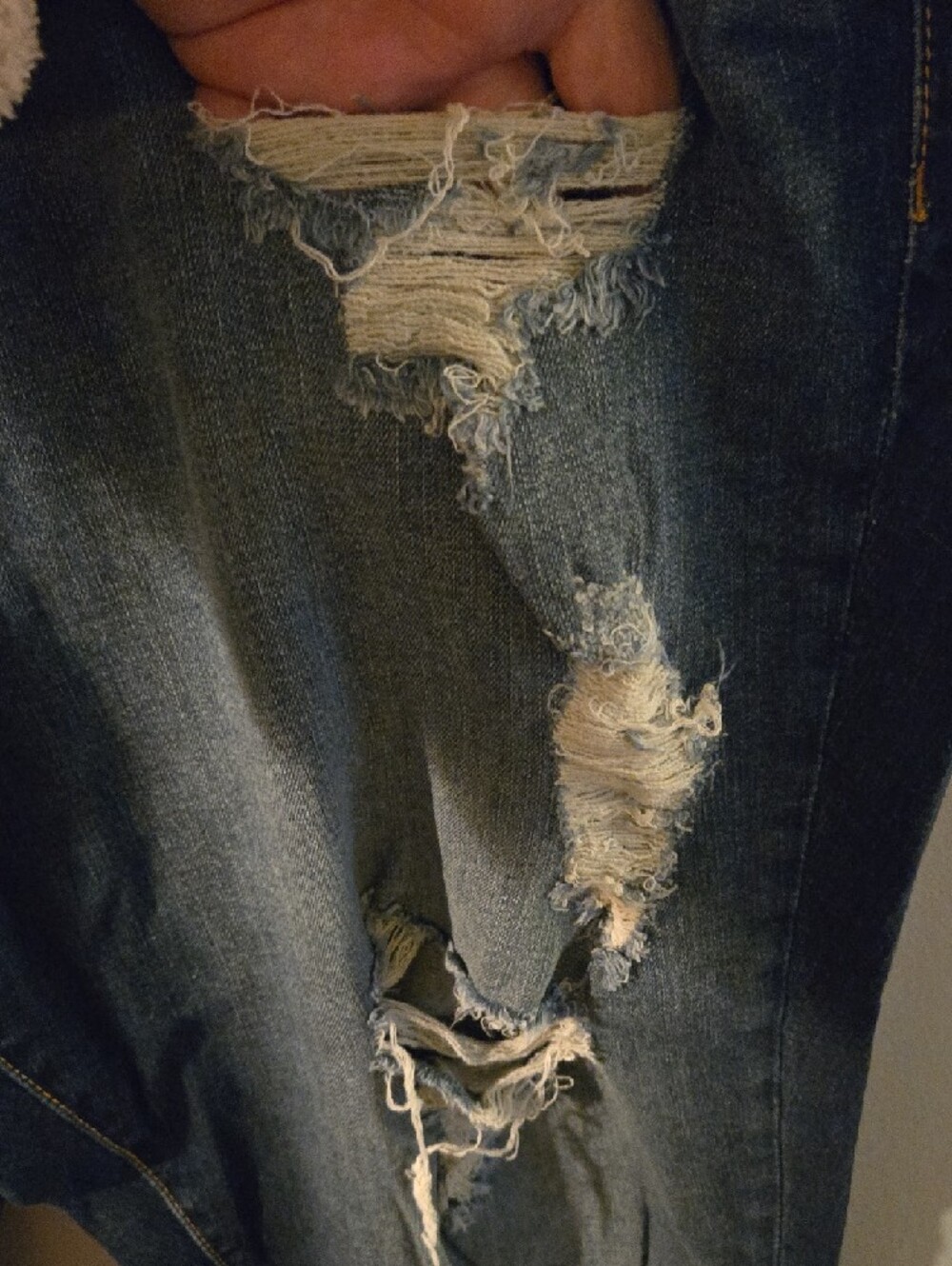torrid Dark Blue Distressed Capris - Picture 3 of 4